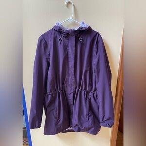 Lands End Women's Tall Squall Packable Waterproof Raincoat in Blackberry Purple